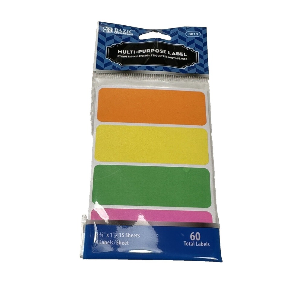 9 packs multi purpose labels each pack 60 pack 15 sheets 4 labels per sheet neon